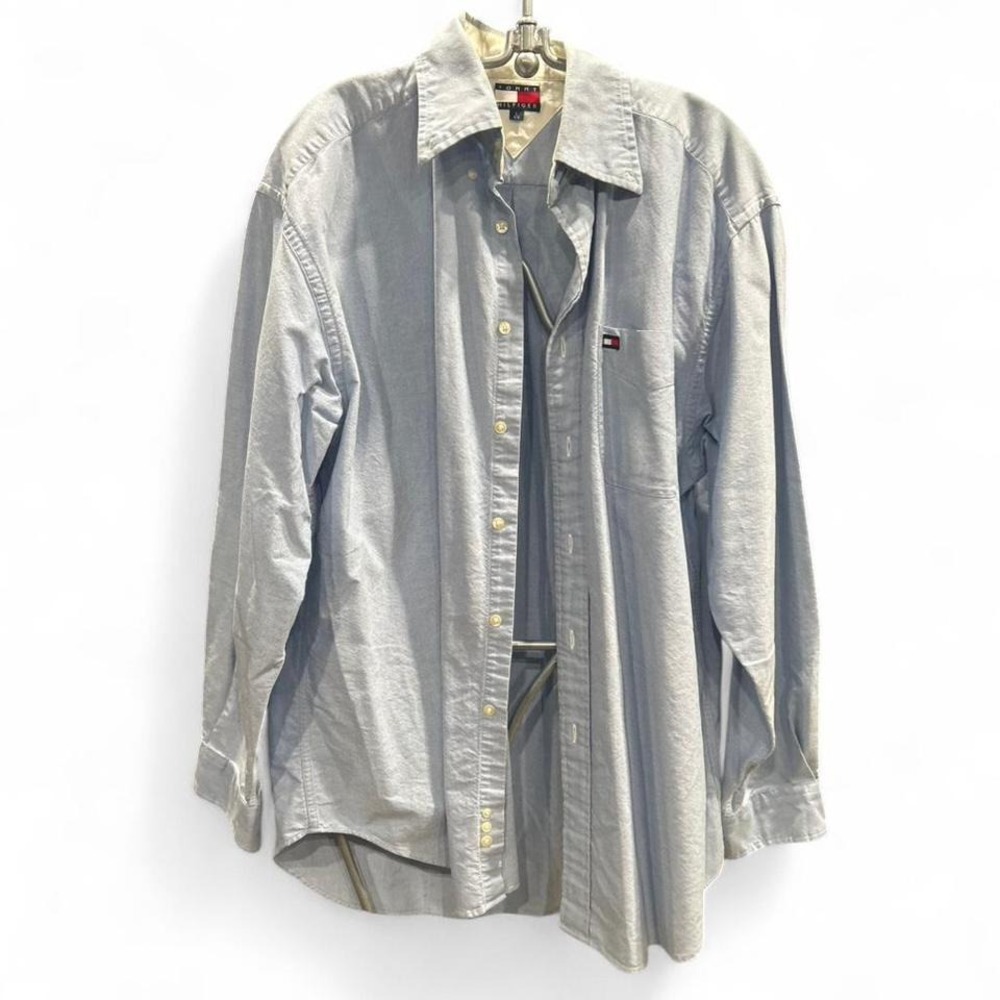 Men's vintage blue button up by Tommy Hilfiger size‎ L (L5) 26" ptp